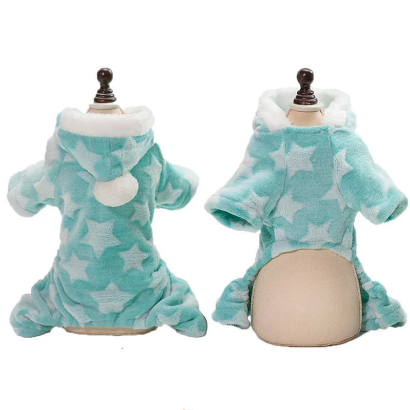 Мягкая кошка собака одежда звезды флис щенков чихуахуа Зимнее пальто комбинезон