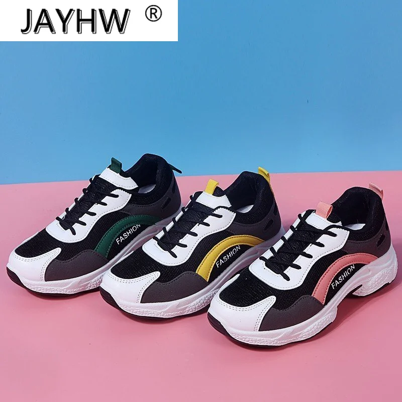 

Spring 2021 Fashion New Women's Vulcanized Shoes Comfortable Breathable Mesh Casual Shoes Women's Lace-up Non-slip Sneakers