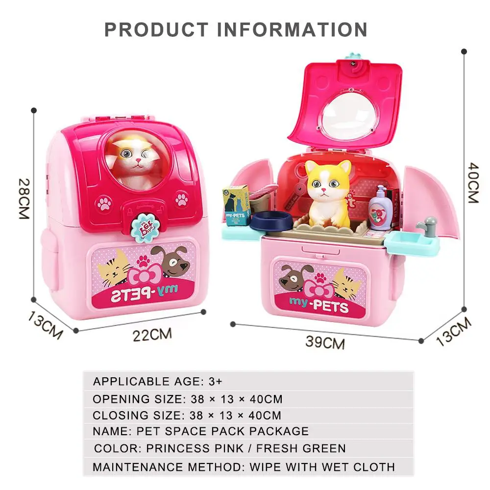 Kids Pet Grooming Care Toy Set Backpack Doctor Pretend Play Preschool Pre-Kindergarten Toys for Boys Girls Simulation Box | Игрушки и
