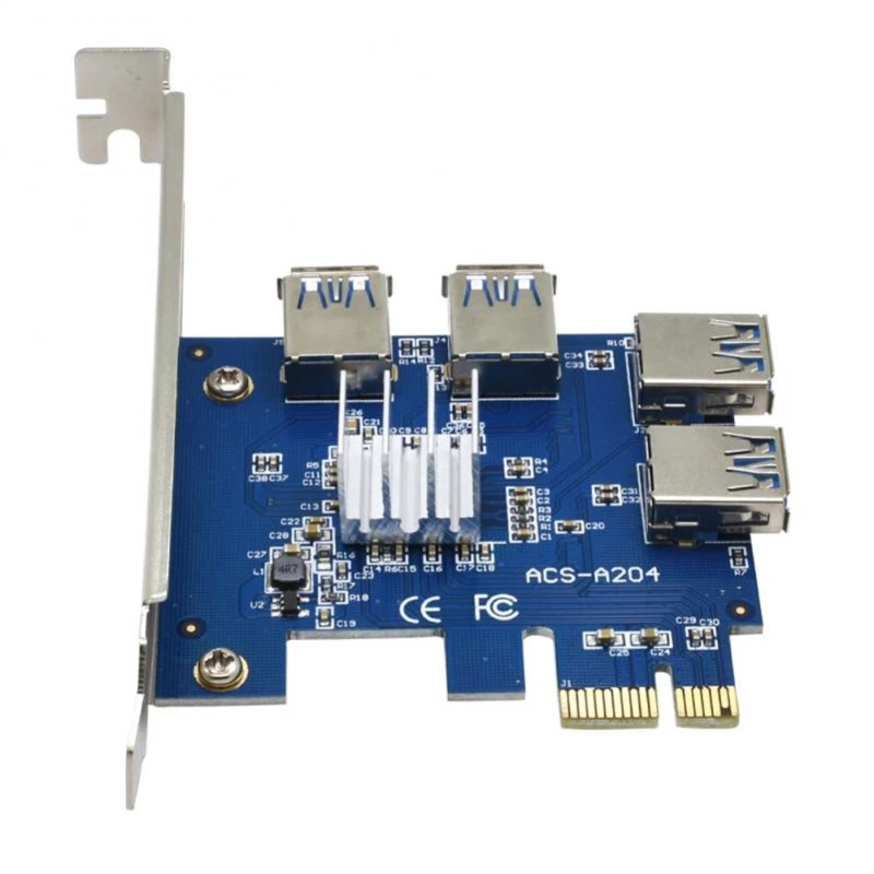 

2022 New 009S PCIE1X 16X Riser Card Adapter USB3.0 Cable PCI-E 1X to 16X 4 x USB Extender