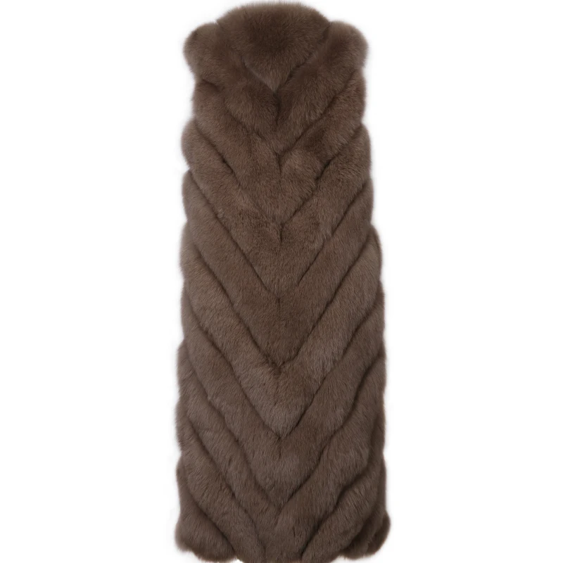 Натуральный меховой жилет длинный женский натуральный Лисий мех | Женская одежда