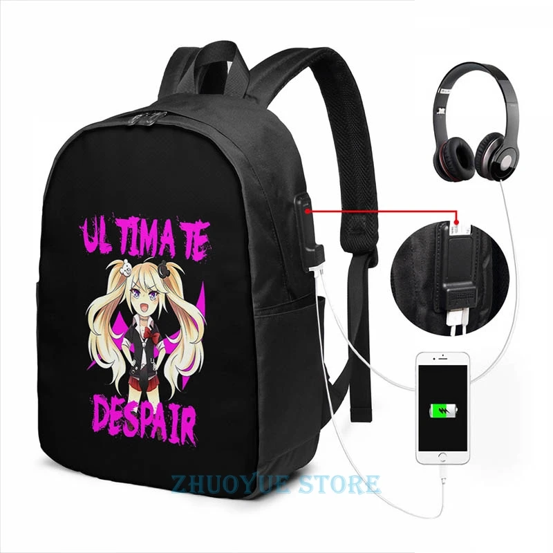 Забавный графический принт Ultimate отчаивайтесь-Дзюнко Эносима USB заряд рюкзак