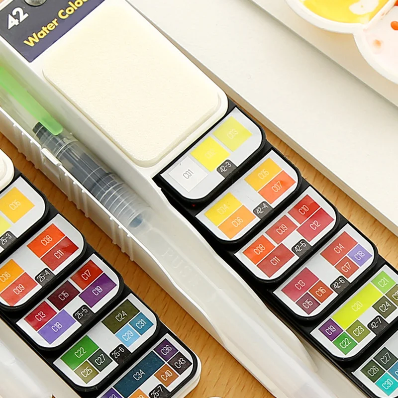 

Hot Portable Watercolor Kits 18/25/33/42 Colors Foldable Paint Set Outdoor Painting Artist Kids D6