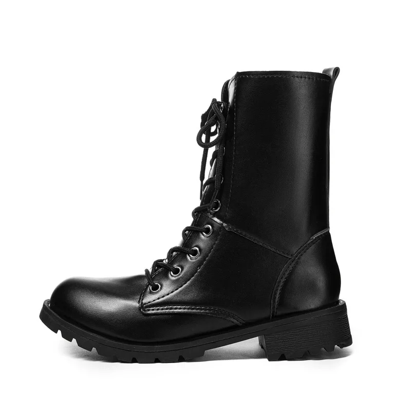 

Ankle boots for women black large size fleeces motorcycle boots increase comfortable leather boots women spring erf4