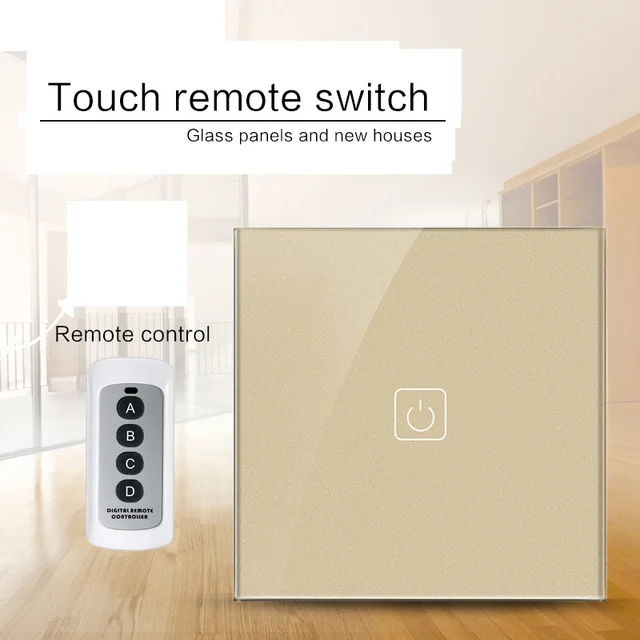 1gang Switch with RC ЕС/Великобритания стандарт 1 2 3 банды 220 В беспроводной пульт дистанционного управления светильник, RF433 дистанционный сенсорный настенный выключатель для умного дома - Цвет: 1gang Switch with RC