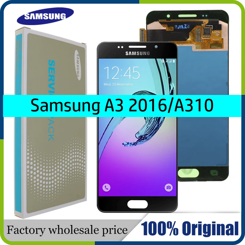 Супер AMOLED 4,7 ''ЖК-дисплей для Samsung Galaxy A3 A310 A310F A3100 ЖК-дисплей с сенсорным экраном дигитайзер сборка+ Сервисный пакет