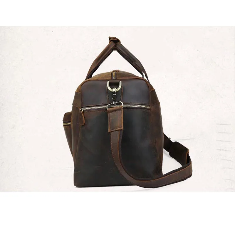 Мужская Дорожная сумка из натуральной кожи винтажная прочная дорожная через
