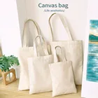Холщовая Сумка для женщин, белая Экологически чистая Складная Женская хлопковая сумочка-тоут, многоразовая сумка для покупки продуктов, S-XL