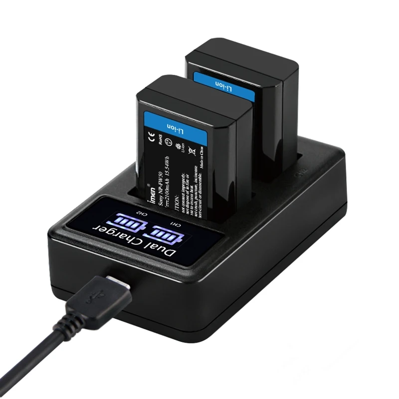 Mamen 3 шт. NP-FW50 NP FW50 NPFW50 батарея для цифровой камеры 2100 мАч+ ЖК двойное зарядное устройство для sony NEX-3 A7R A6500 A6300 A6000 A5000 A