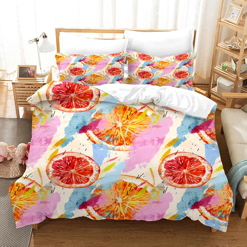 Постельное белье с акварельными фруктами наволочка из двух или трех предметов