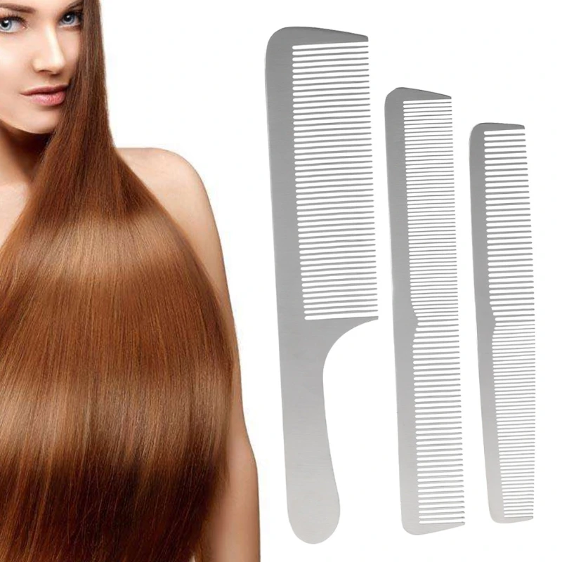 

Professional Salon Stainless Steel Sliver Comb Hair Styling Tool For Men & Women X7JA