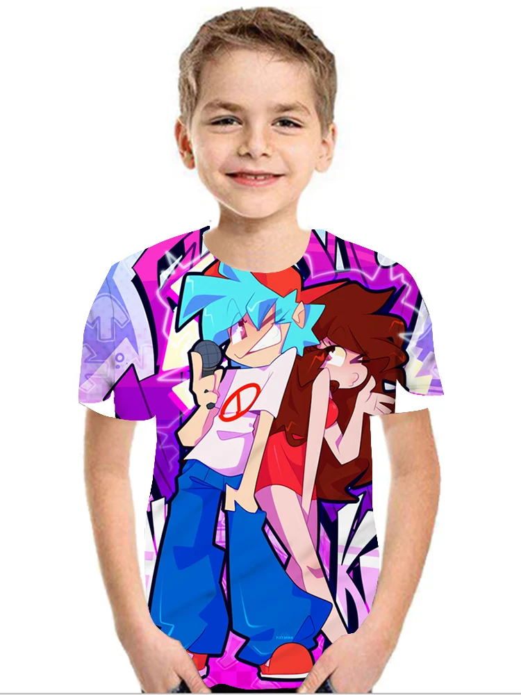 

Summer Anime Children T Shirts Friday Night Funkin Game T-Shirt Kids Boys O-Neck Girl Hip Hop Tops Color Tees Boys Baby Clothes