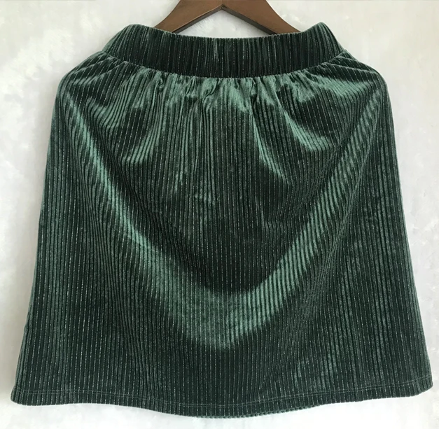 Женская юбка осень/зима 2019 простой шикарный зеленый Повседневный вельветовый