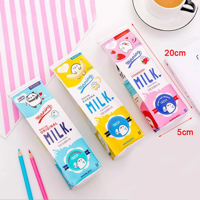 Милый школьный чехол корейский для карандашей молочного карандаша необычный