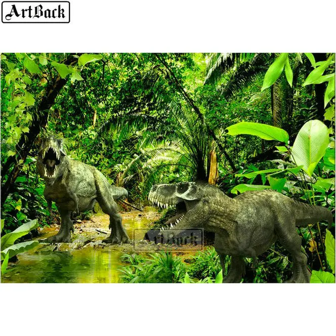 

5d full square / round diamond painting forest dinosaur ancient animal diy 3d diamond art mosaic embroidery sticker