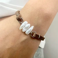 vintage genuine leather chain baroque pearl bracelets for women new western fall bracelets bangles jewelry wholesale