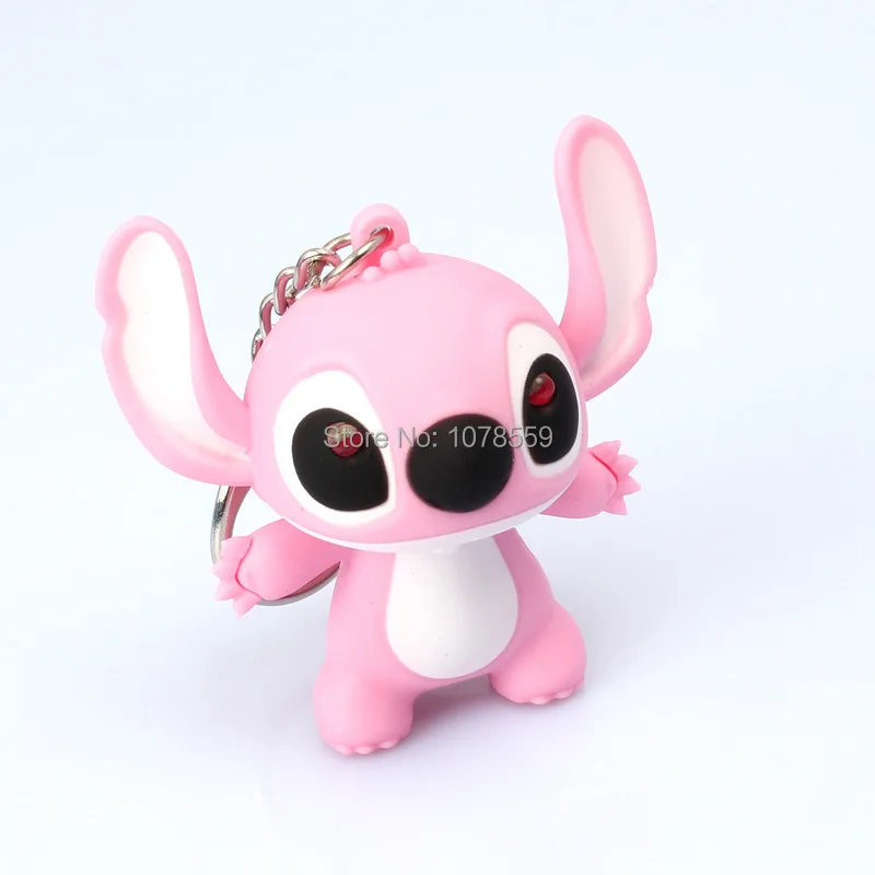 10pcs stitch voiced led flashlight key chain car lovers gift phone bag pendant ornaments creative toys novelty lighting free global shipping