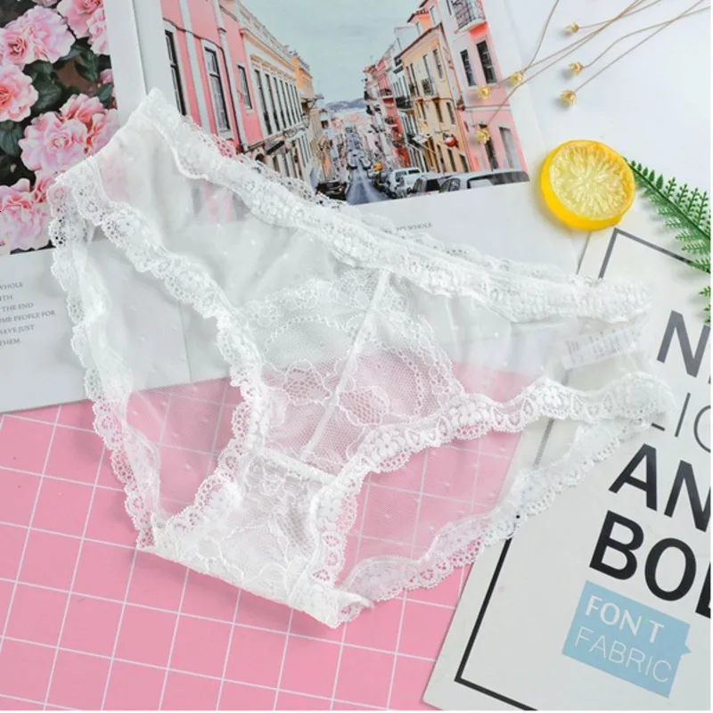 SP & CITY Ажурные кружевные трусики в горошек с волнистым краем женские сексуальное