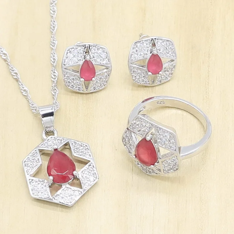 Женский комплект украшений серебряного цвета набор из сережек кольца и ожерелья