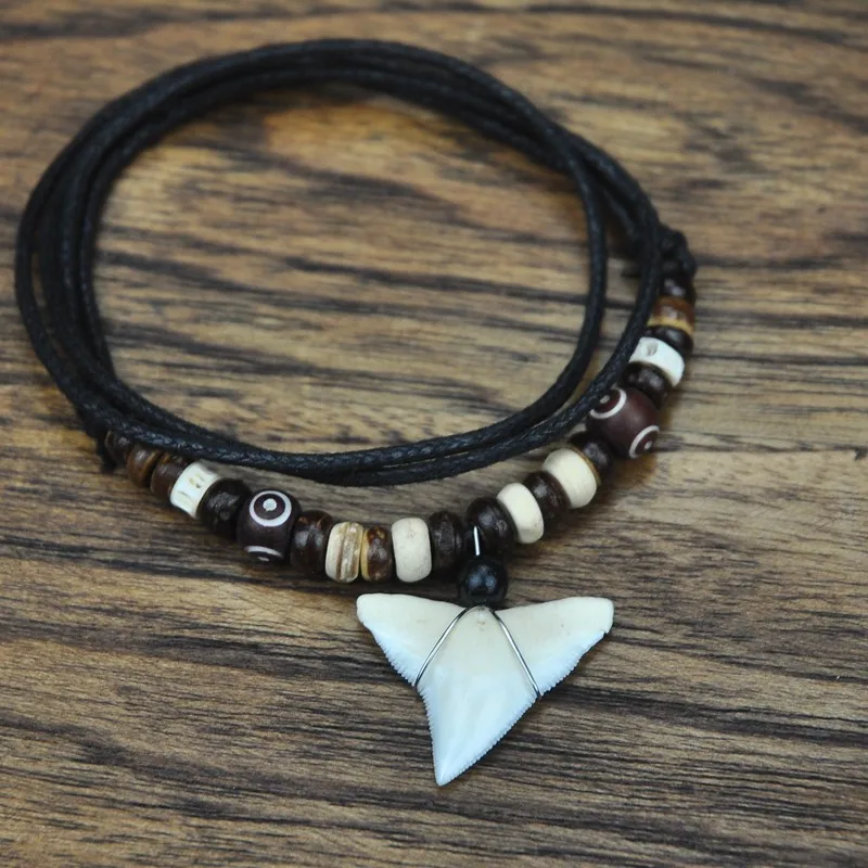 Ожерелье из натуральных Акулий зубов для мужчин и женщин ожерелье унисекс черной