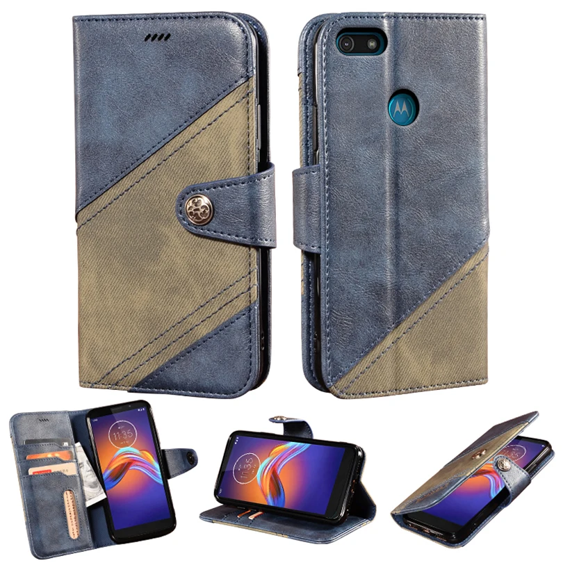 Leather book case for Motorola Moto E6 Play back Cover magnetic shockproof phone wallet on cover housing | Мобильные телефоны и