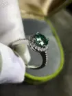 Кольцо Geoki с муассанитом, круглые ювелирные украшения с круглым зеленым бриллиантом 925 пробы и изумрудом Идеальной огранки, 1 карат, свадебная бижутерия