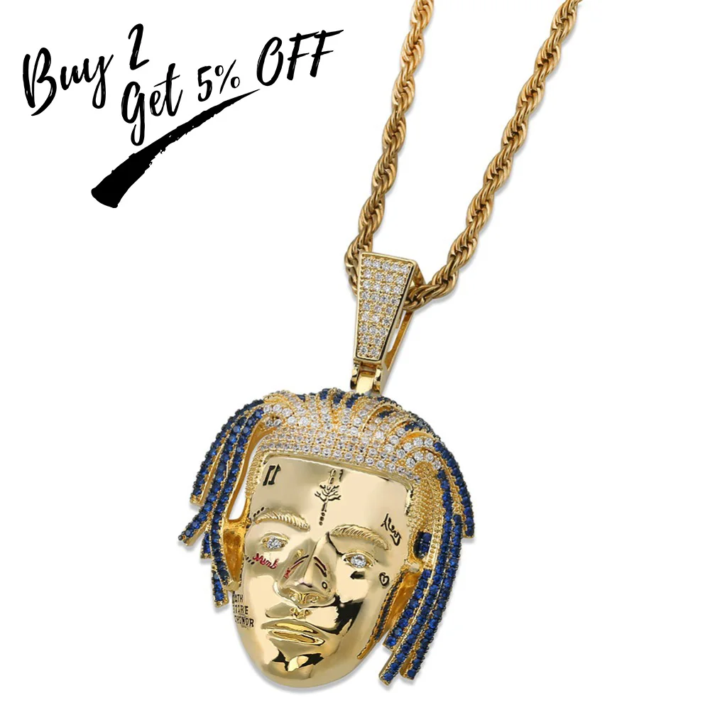 TOPGRILLZ Rapper XXX Tentacion ожерелье для мужчин Iced Out CZ цепи хип хоп/панк золотые подвески