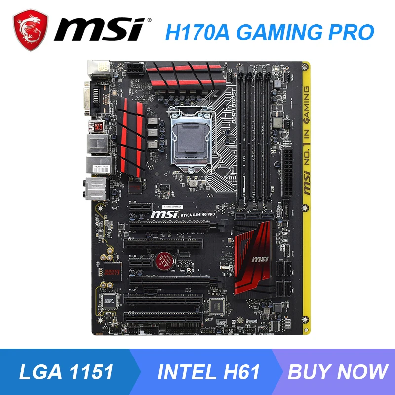 

MSI H170A GAMING PRO Motherboard 1151 Motherboard DDR4 64GB RAM Core i7 i5 i3 CPU Intel H170 PCI-E 3.0 X16 HDMI USB3.1 SATA3 ATX