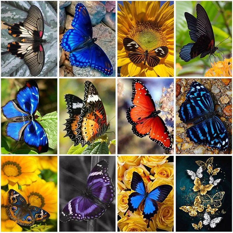 

DIY Butterfly 5D Diamond Painting Full Square Drill Flower Scenic Diamond Embroidery Cross Stitch Kit Resin Wall Art Home Decor