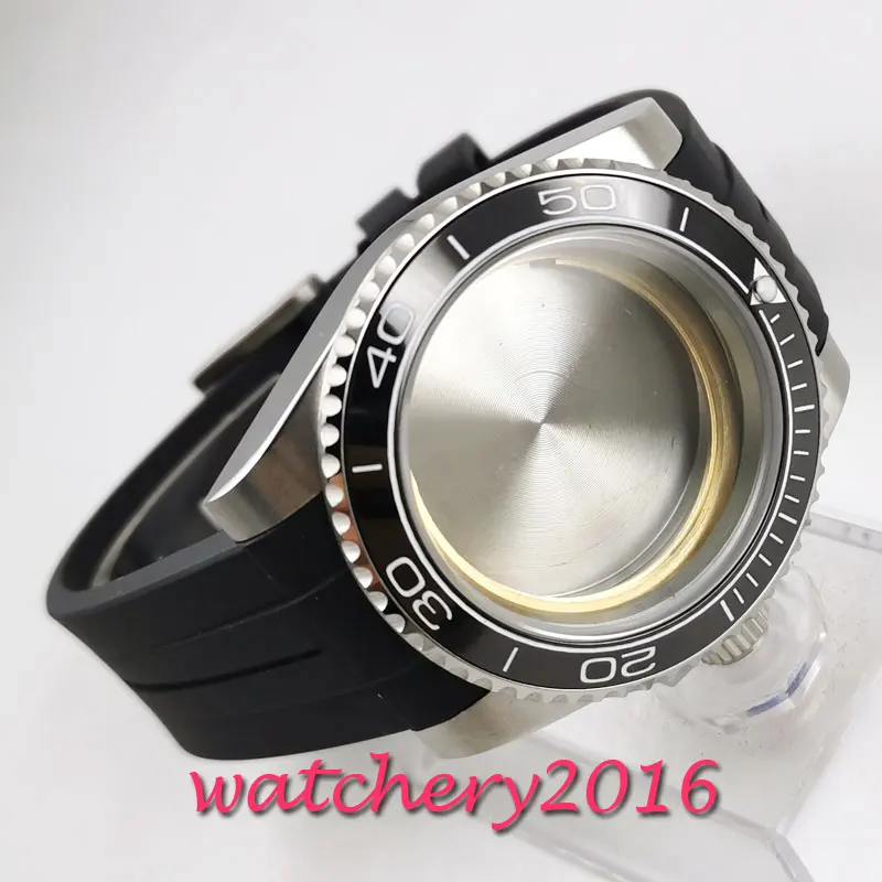 40 мм сапфировое стекло Черная Керамическая рамка часы Чехол подходит для 2836 miyota