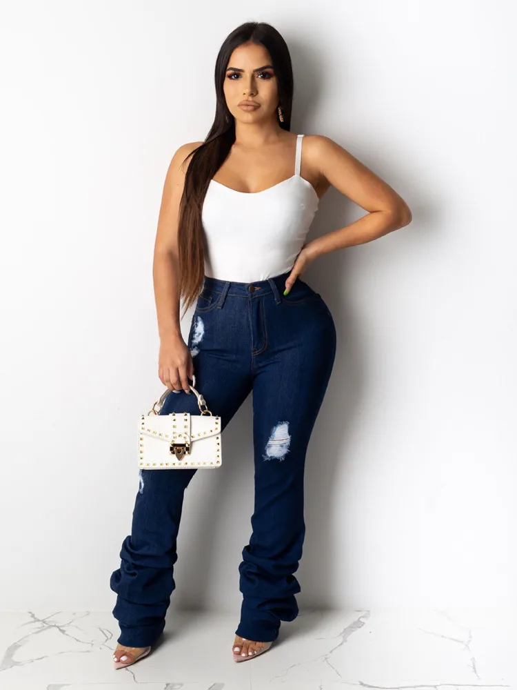 Европейская мода сексуальные длинные штаны с высокой талией джинсы брюки для