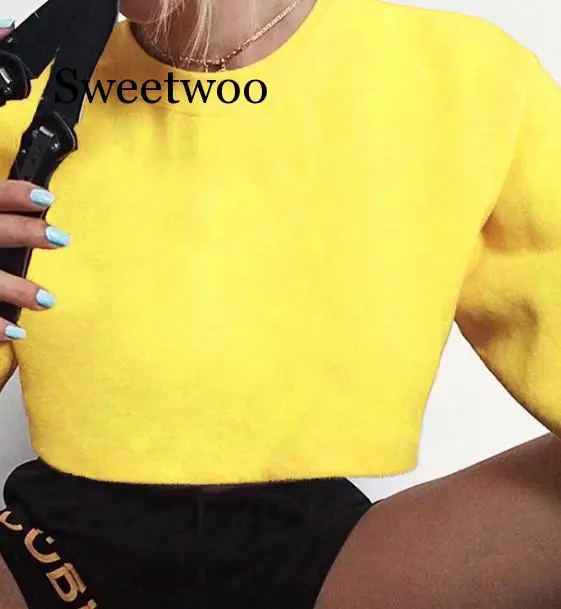 Модная женская футболка укороченный топ 2020 осенняя свободная Дамский