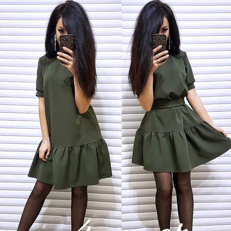 Женское винтажное вечернее платье с коротким рукавом и круглым вырезом