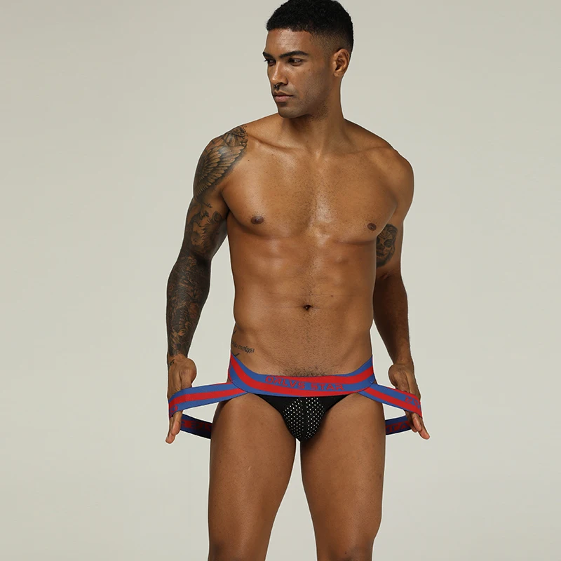 Мужские трусы джоки из сетчатой ткани ORLVS черные танга бандаж Эротическое нижнее