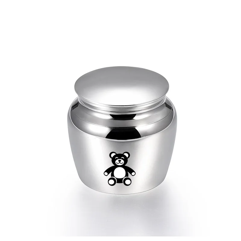 

Teddy Bear Memorial Urn for Baby Boy-Custom Stainless Steel Mini Keepsake Urn Hold Small Amount Ashes of Infant Child