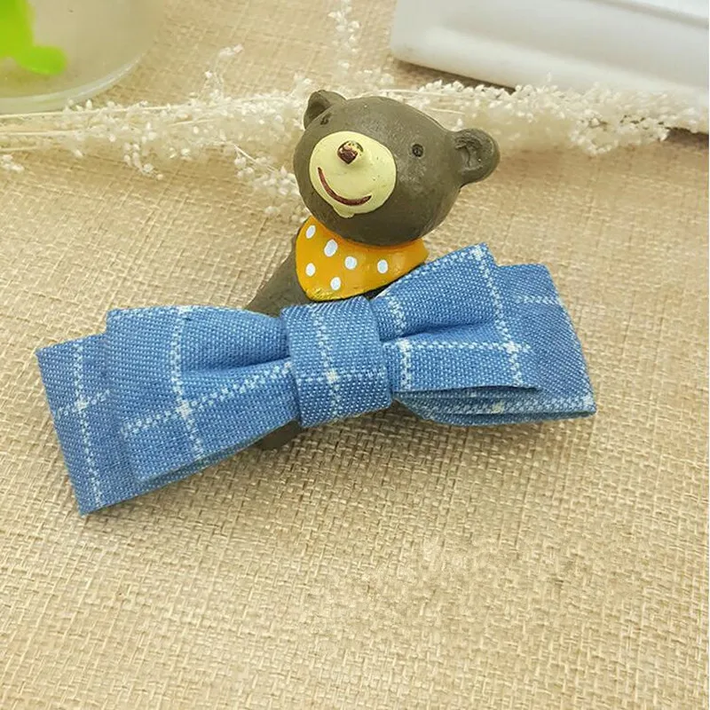 Клетчатая ткань хлопковая лента ручная работа заколка для волос бант с принтом