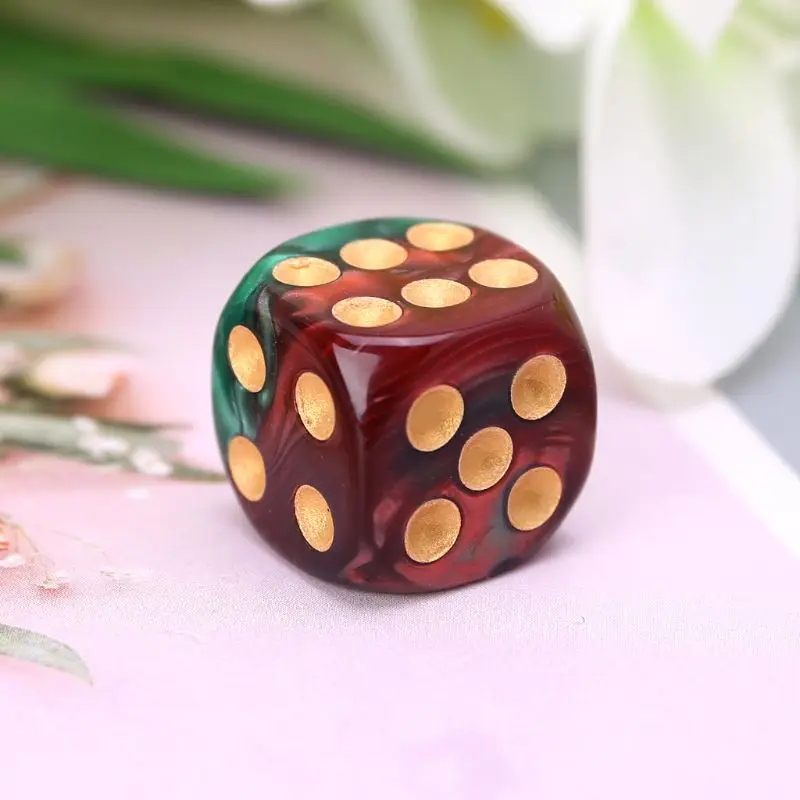 

10 Pcs 16mm Resin Dice D6 Red Green Gold Points Round Edges KTV Bar Nightclub Entertainment Tools Adult Toys