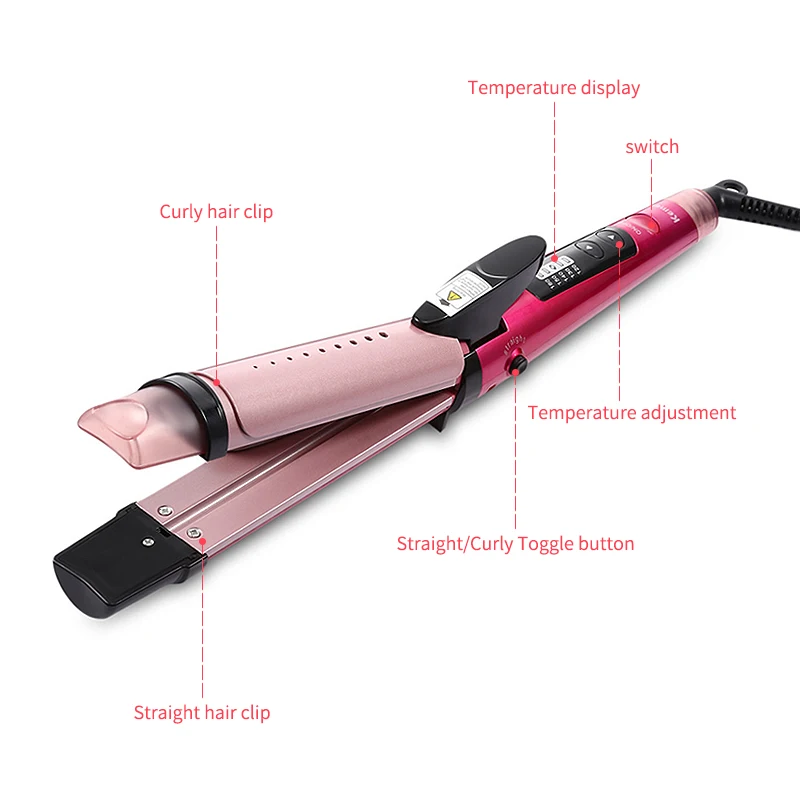 Professional 2 IN1 Hair Straightener Curler Multifunctional Electric Splint Straightening Perm Styling Tools 35D | Красота и здоровье