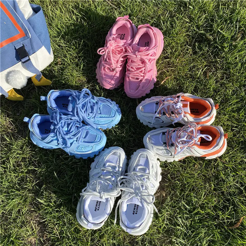 

New Track 3.0 Chunky Sneakers for Women Macarone Ice Cream Shoes Fashion Girls White Rose Red Sports Casual Shoes Running Shoes