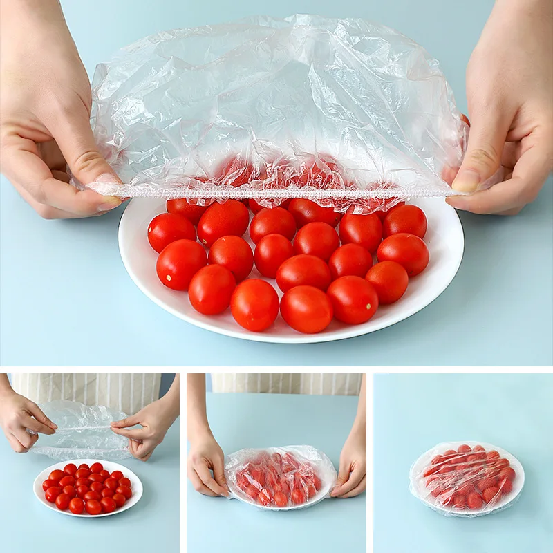 Новинка 100 шт. многоразовые пластиковые пакеты Крышка для пищевых продуктов