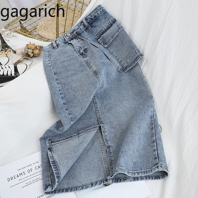 Gagarich модные женские джинсовые юбки Корейская высокая талия карманы