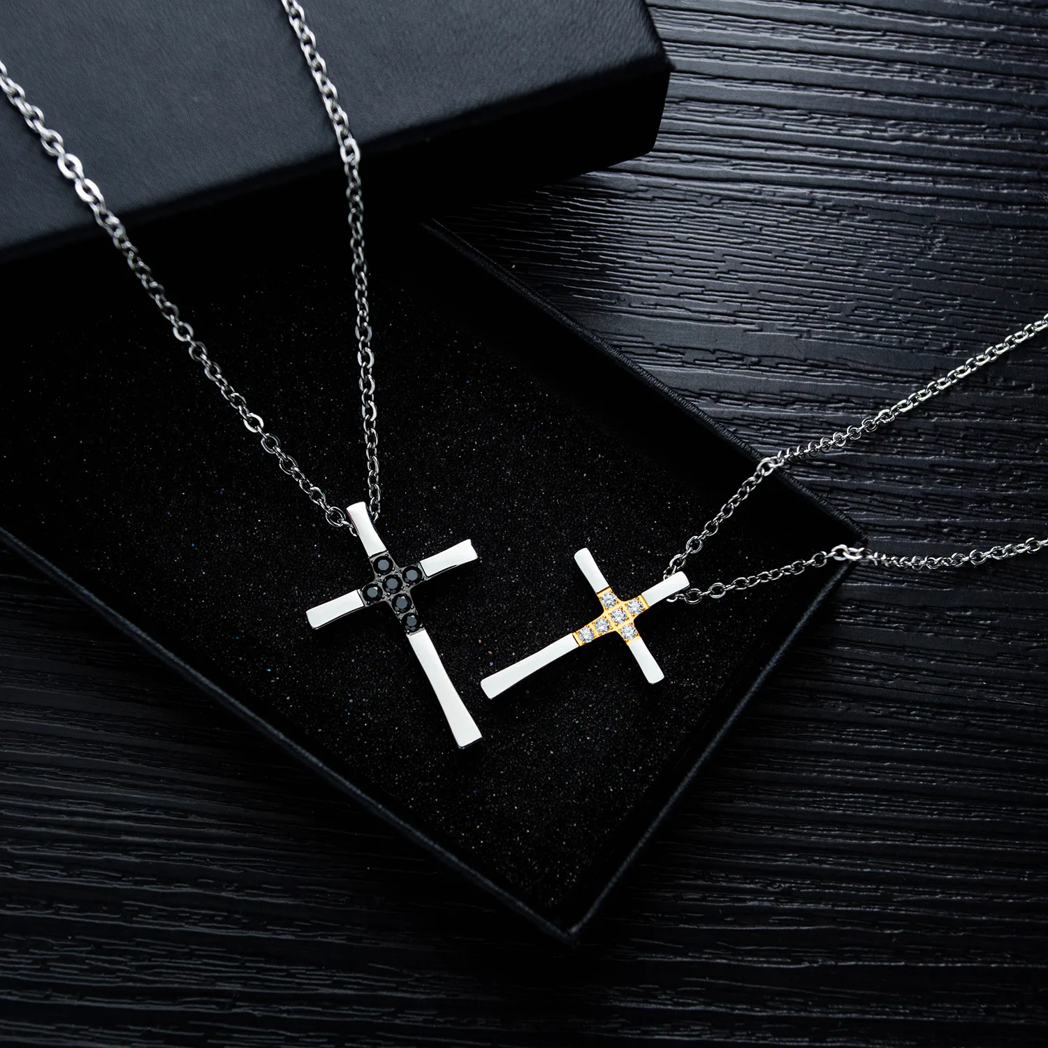 Hemiston простые Нержавеющая сталь циркон крест кулон для влюбленных Титан сталь