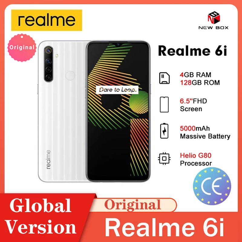 Realme 6i 4 Гб 128 Смартфон 5000 мАч 18 Вт быстрой зарядки 48MP четырьмя камерами HD Дисплей