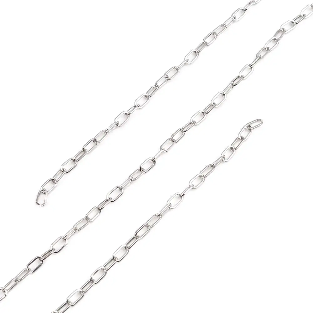 2 M New Paperclip Oval Link Cable Chains Findings Iron Alloy Silver Color 14mm - 7mm For DIY Necklace Braceket Jewelry Making