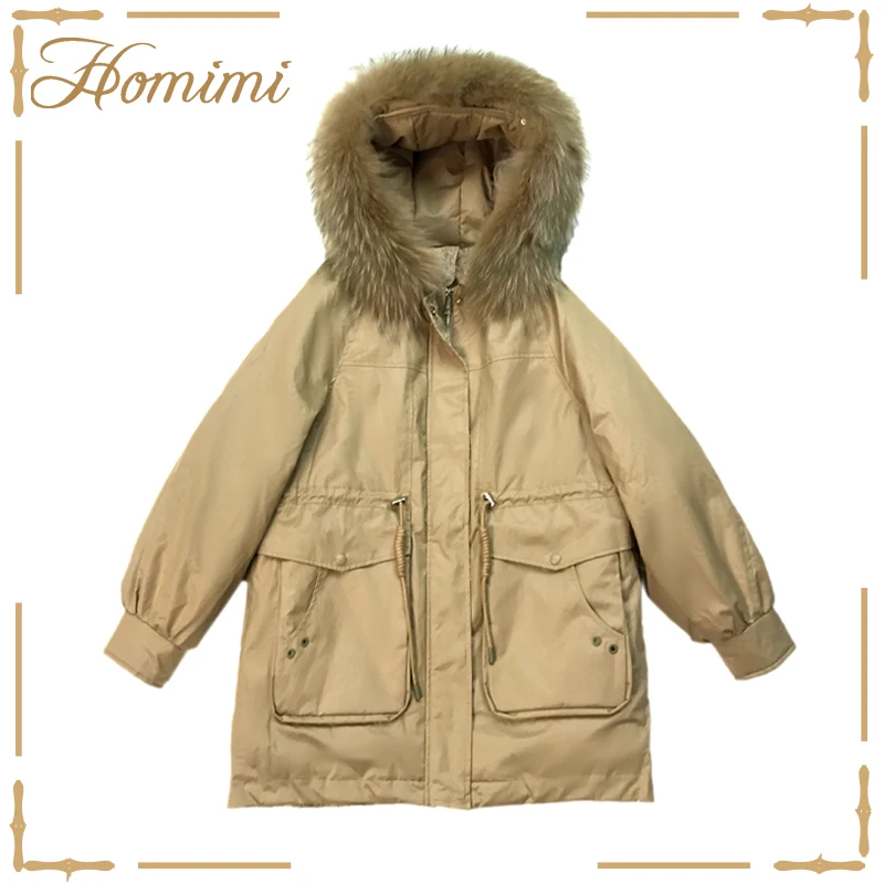 

Homimi 2020 New Winter Jacket Women Hooded Parka Women Jacket Thick Down Outerwear 95% White Duck Down Coat Fur Female Jacket