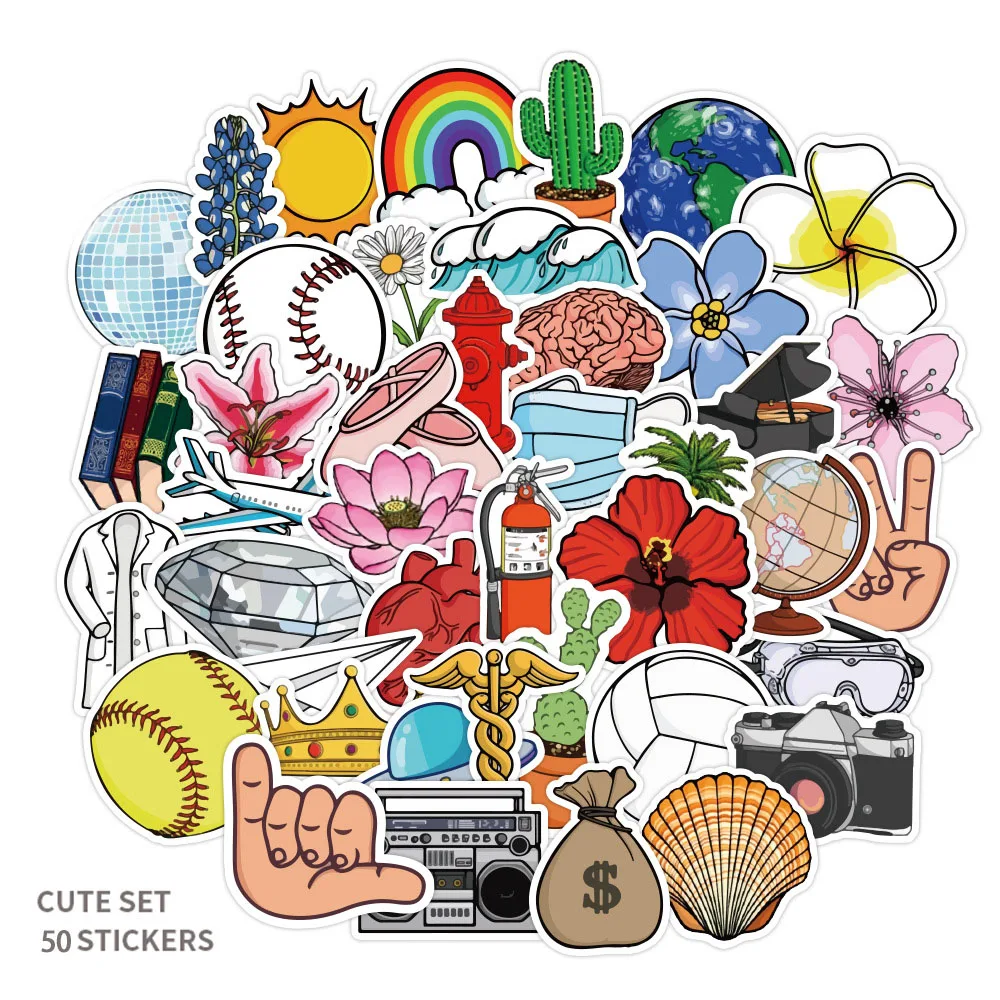 

10/30/50PCS Package Korea Ins Cute Smiley Face Stickers Water Cup Helmet Notebook Cartoon Food Snacks Waterproof Stickers