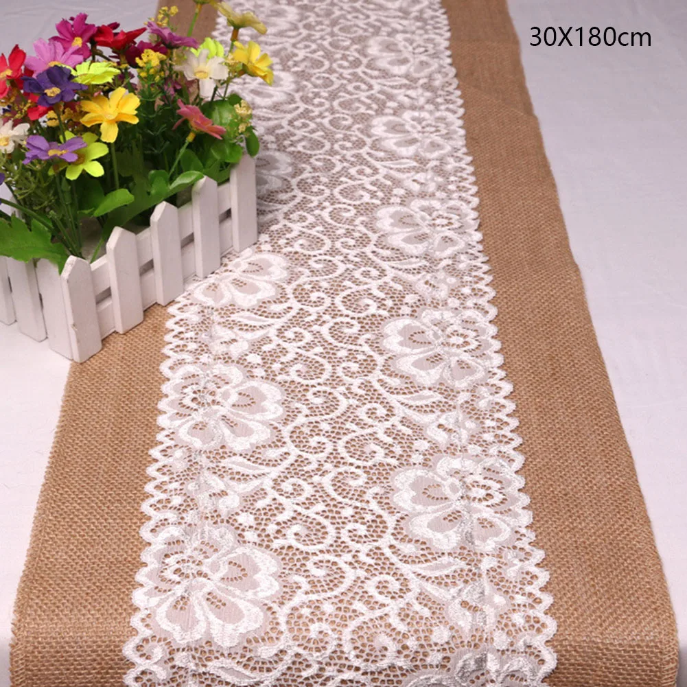 Кружевная скатерть из мешковины свадебная цвета шампанского для столовой