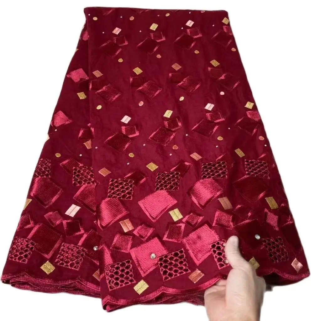 

2022 French Fashion High Quality African Cheap Voile Smooth Fabric Nigerian Dry Cotton Lace Swiss Women Dress Soft Material