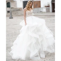 sexy ball gown wedding dress 2021 luxury beading crystal lace boho spaghetti straps white bridal gown vestige de noiva