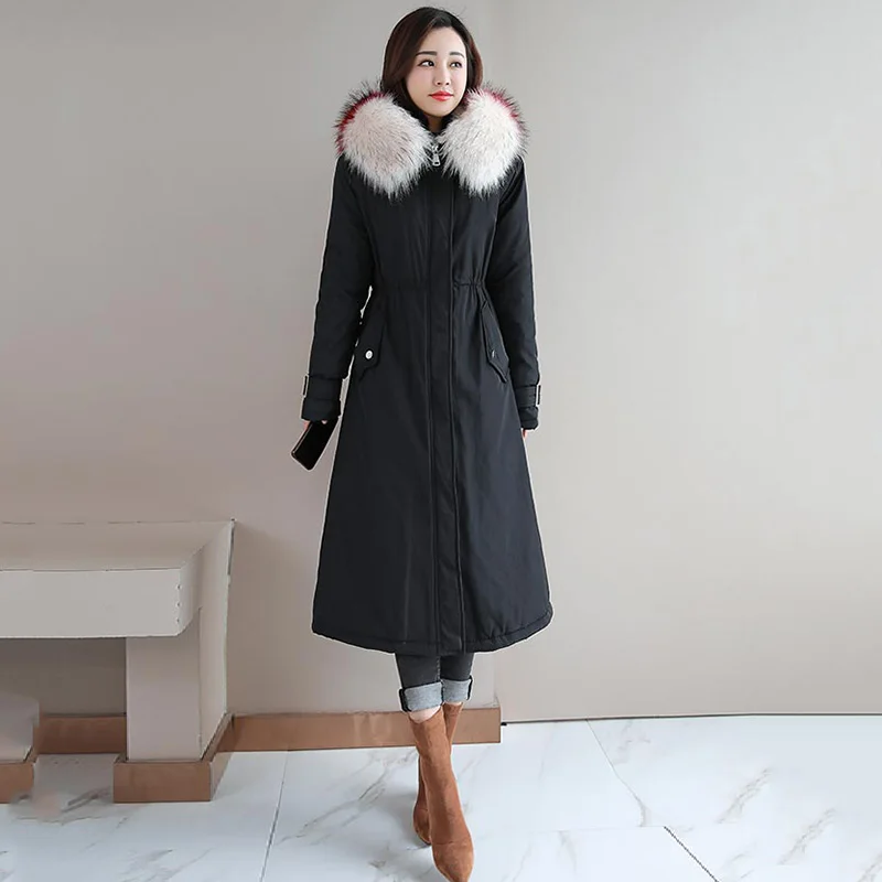 Утолщенная теплая камуфляжная модная роскошная женская Длинная зимняя куртка с